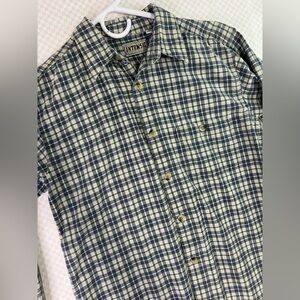 BoysFlannel Green  Plaid Shirt Size Medium‎ 10-12 Long Sleeve Intrinsic Cowboy